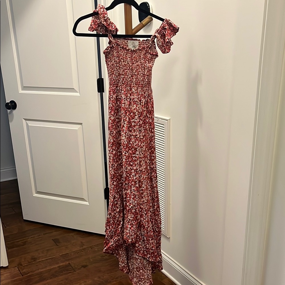 Area Stars Floral Red Midi Dress